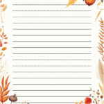 Autumn Themed Lined And Unlined Writing Papers, Two Designs   Etsy Intended For Fall Themed Printable Paper