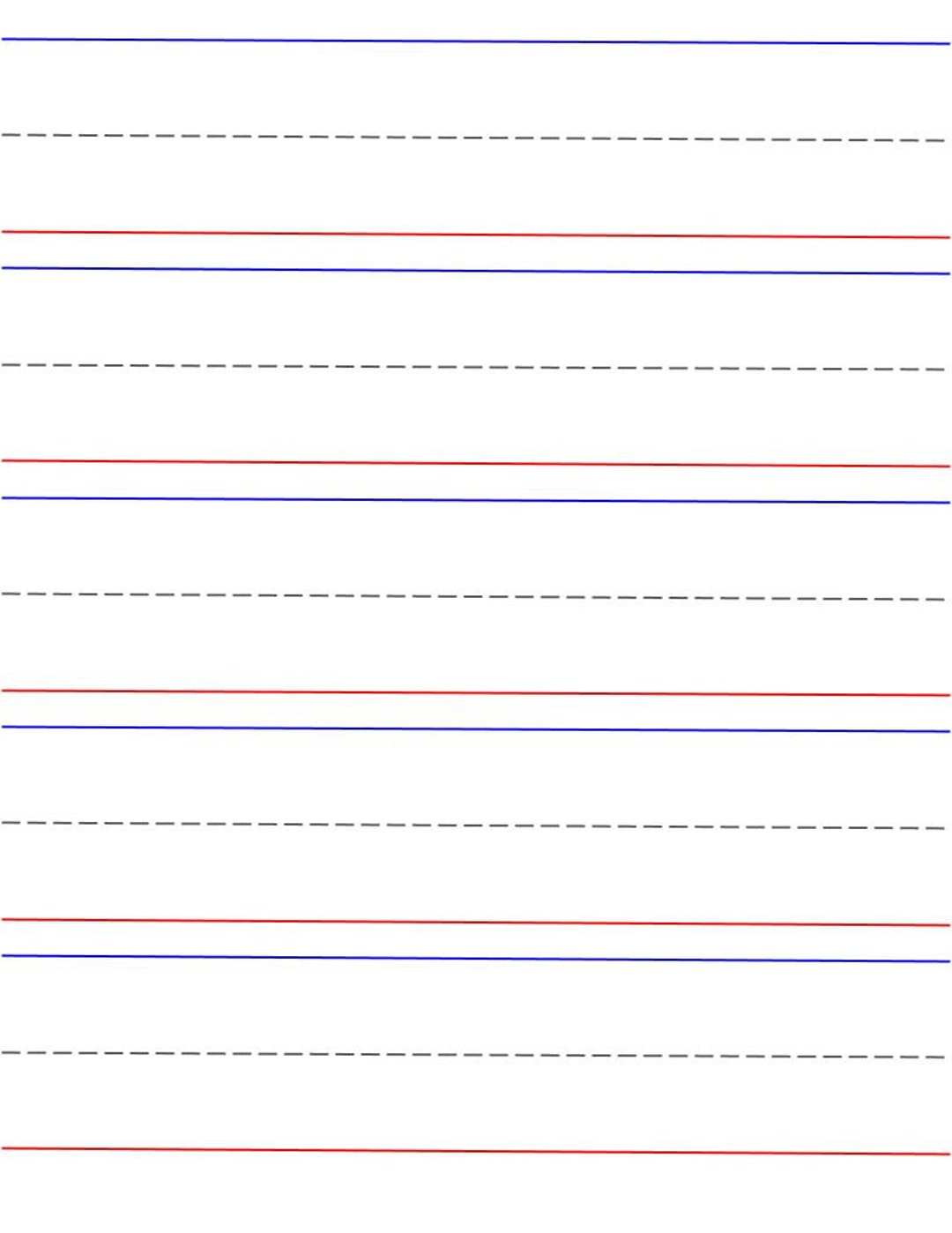 Beginner - 2 Printable Lined Paper Red Bottom, Blue Top, Writing with Fundations Printable Paper