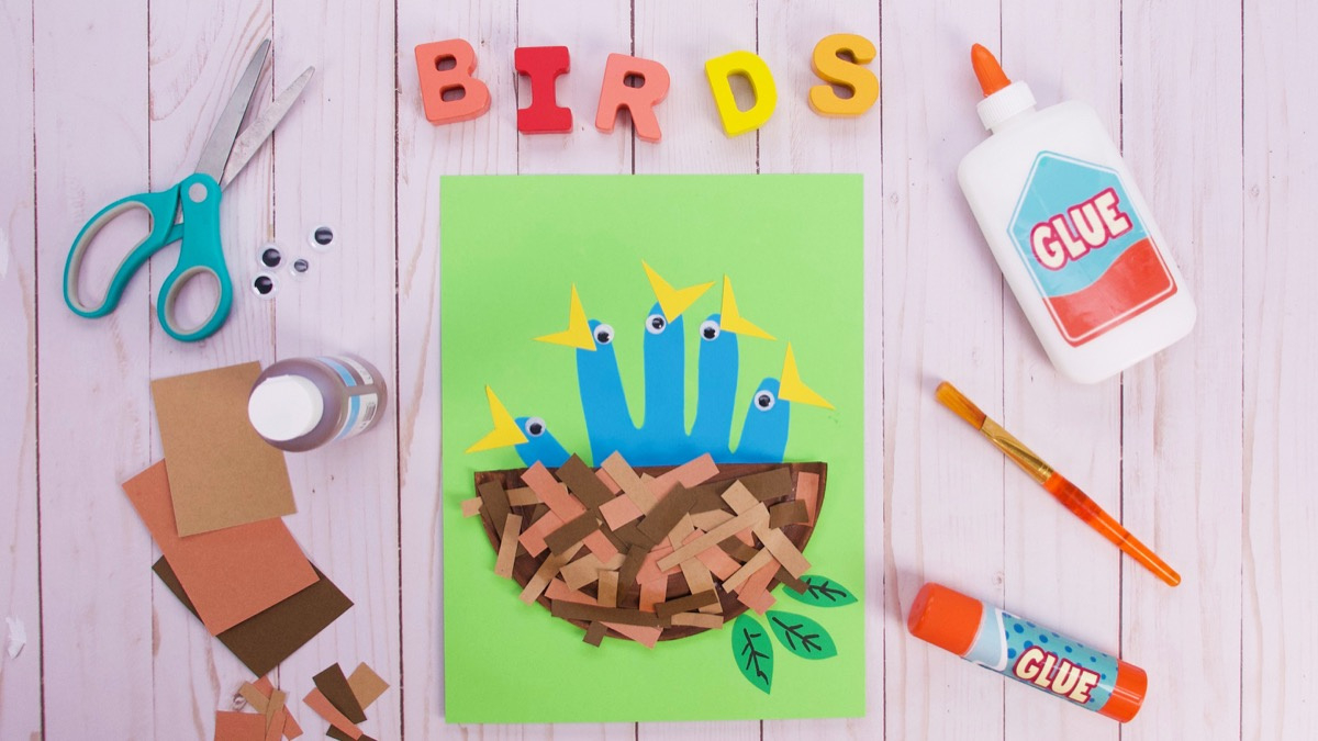 Bird Nest Craft With Hand Cut Out Baby Birds - Super Simple with Bird Nest Printable Paper