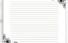Black And White Floral Lined Paper, Printable Stationery Paper inside Black and White Printable Paper