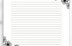 Black And White Floral Lined Paper, Printable Stationery Paper within Free Printable Paper For Writing Letters