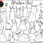 Black And White Printable Paper Doll • Modern Girl In Free Printable Paper Dolls To Color