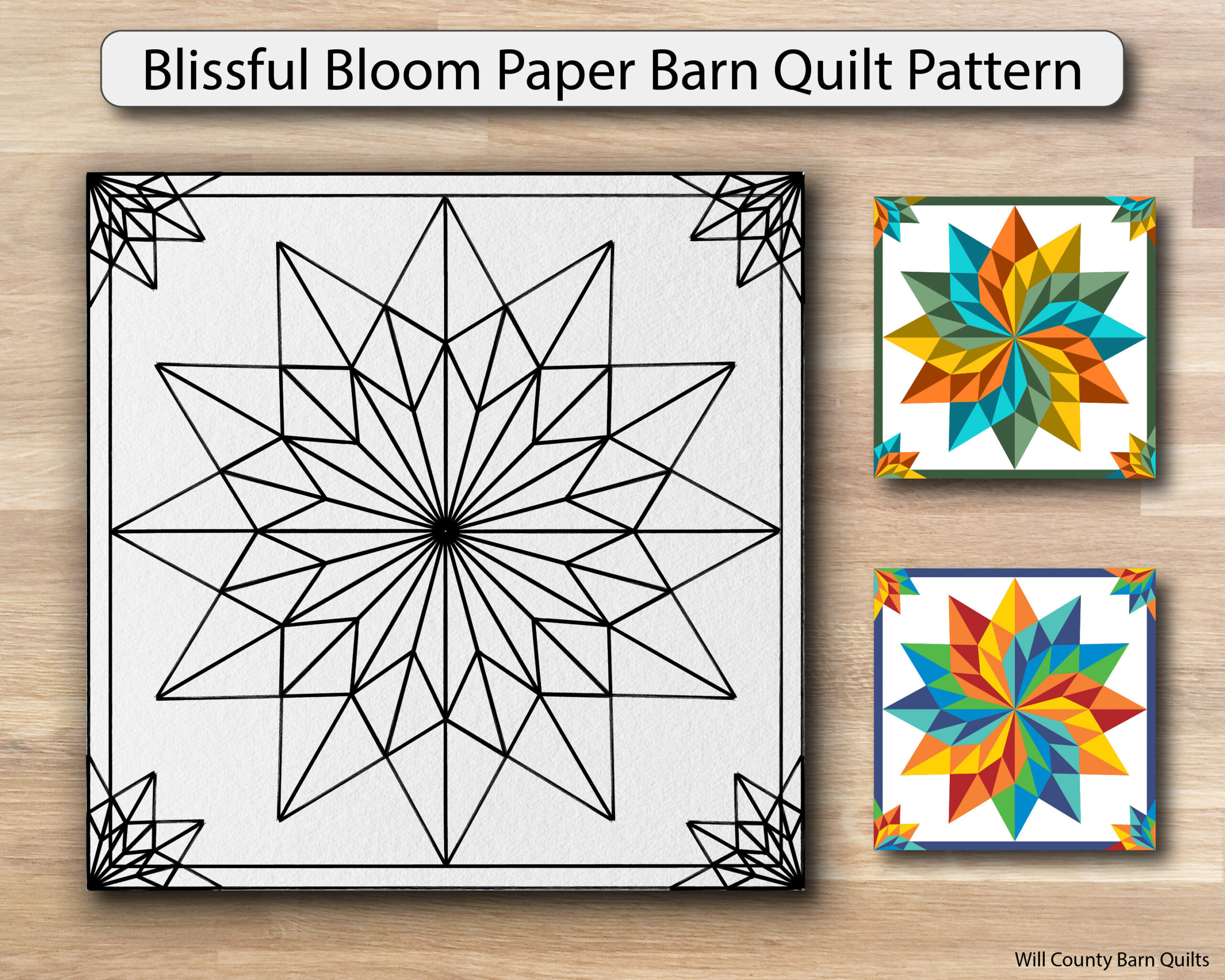 Blissful Bloom Paper Printed Barn Quilt Pattern (Sizes) - Etsy.de intended for Printable Paper Quilt