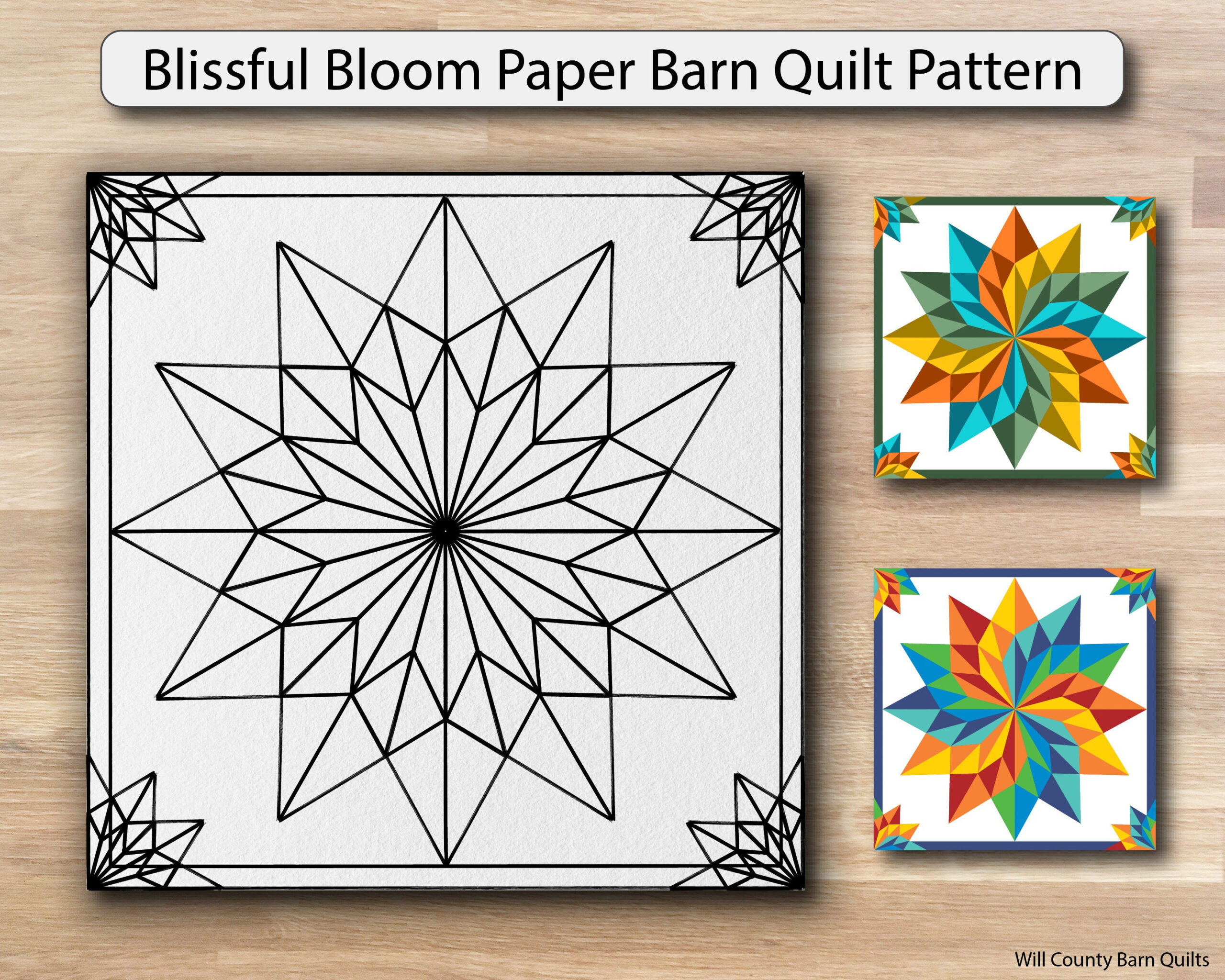 Blissful Bloom Paper Printed Barn Quilt Pattern (Sizes) - Etsy.de intended for Printable Paper Quilt Templates