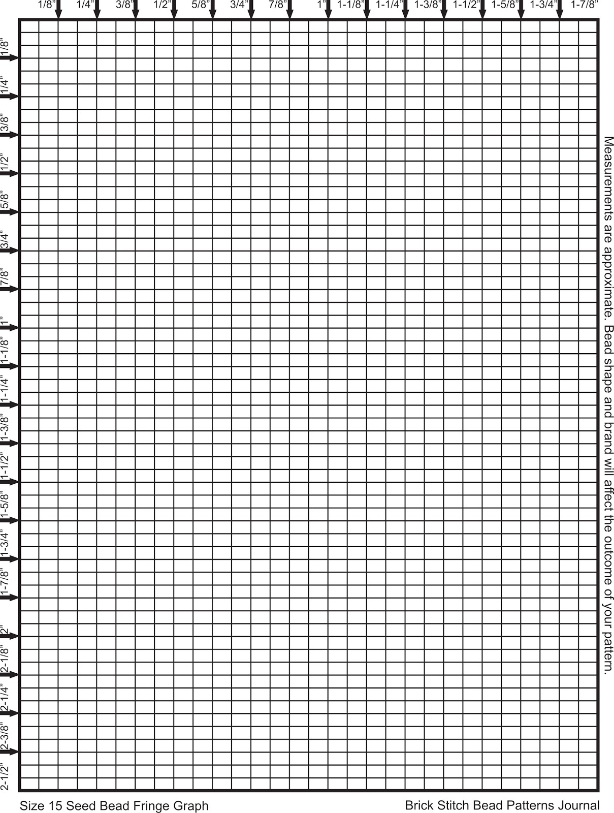 Brick Stitch Bead Patterns Journal: Size 15 Seed Bead Brick Stitch within Free Printable Beading Graph Paper