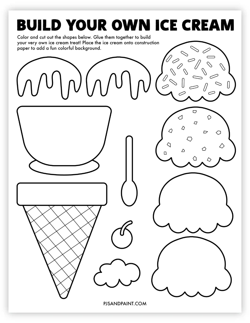 Build Your Own Ice Cream - Free Printable Craft - Pjs And Paint with Ice Cream Printable Paper