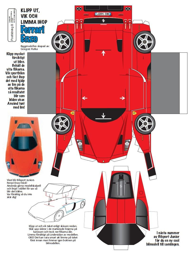 Build Your Own Papercraft Ferrari Enzo pertaining to Printable Paper Lamborghini Template