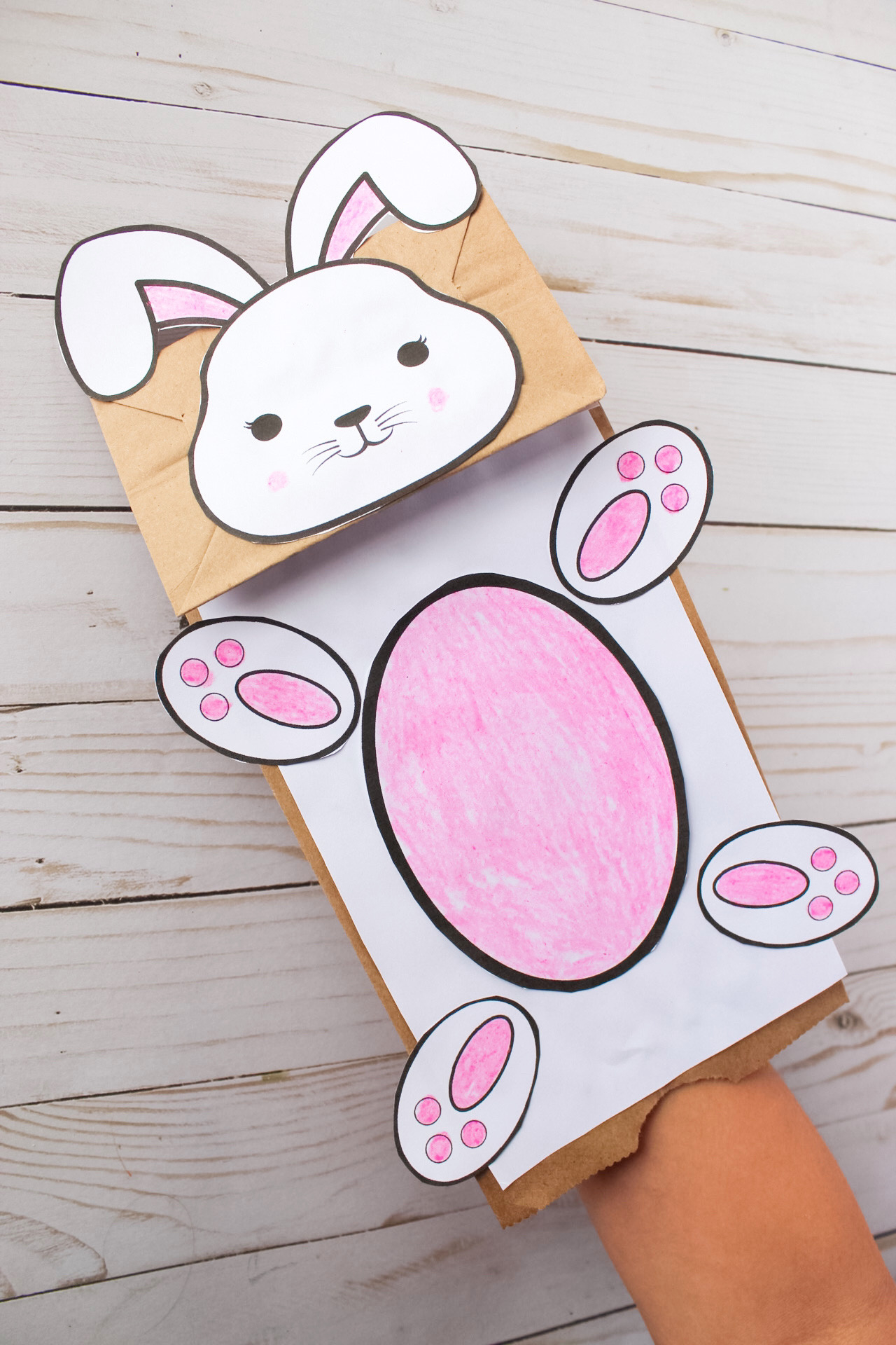 Bunny Paper Bag Puppet With Free Printable Bunny Template intended for Free Printable Paper Bag Bunny Puppet Templates