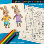 Bunny Paper Doll Coloring Pages   Free Printables   Crafting Throughout Printable Paper Doll Printable