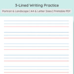 Buy 3 Lined Writing Practice Paper | Handwriting Penmanship In 3 Lined Paper Printable