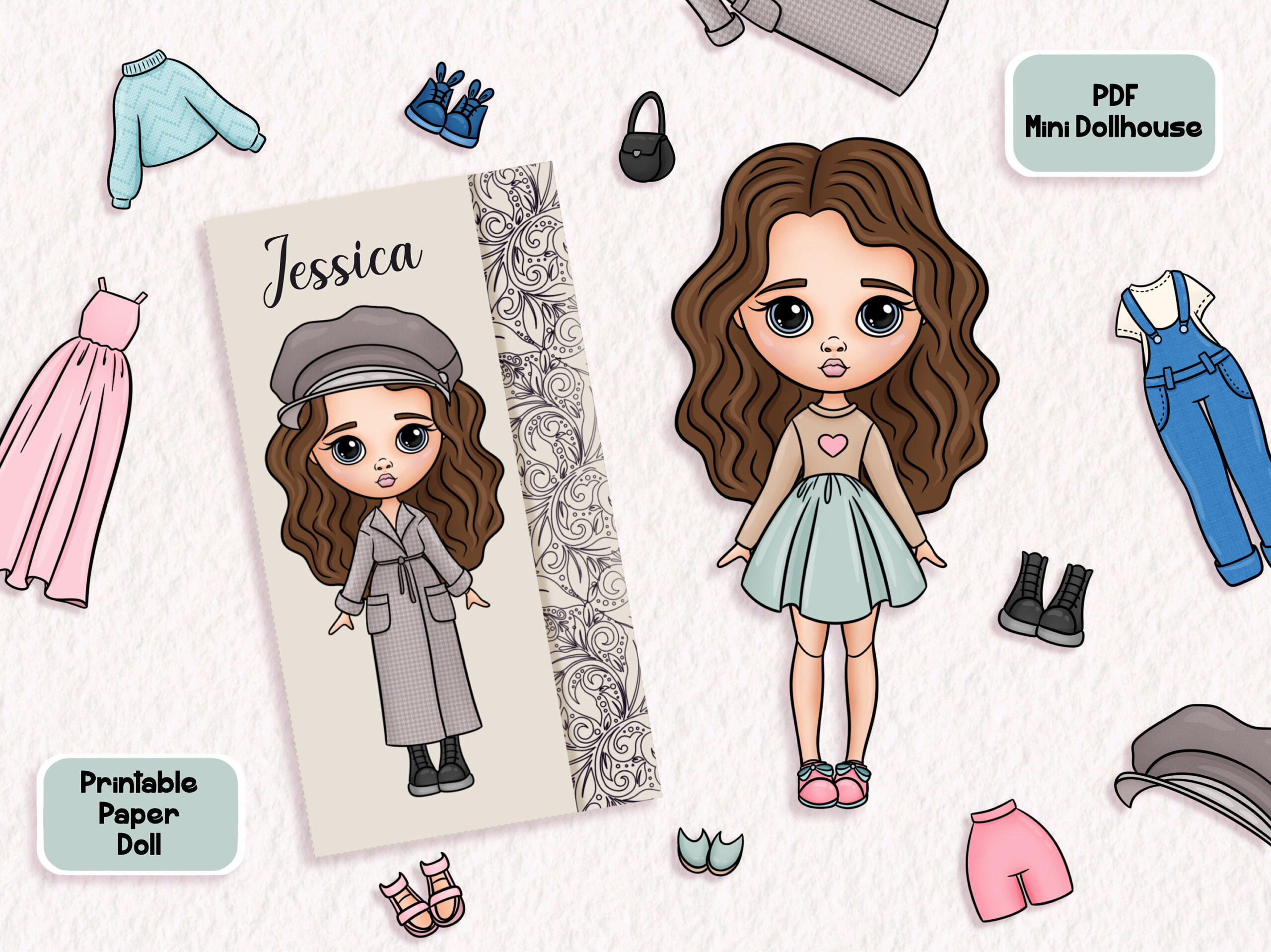 Buy Paper Dolls Printable For Kids, Paper Doll House, Diy Online intended for Printable Paper Doll Drawing Girl