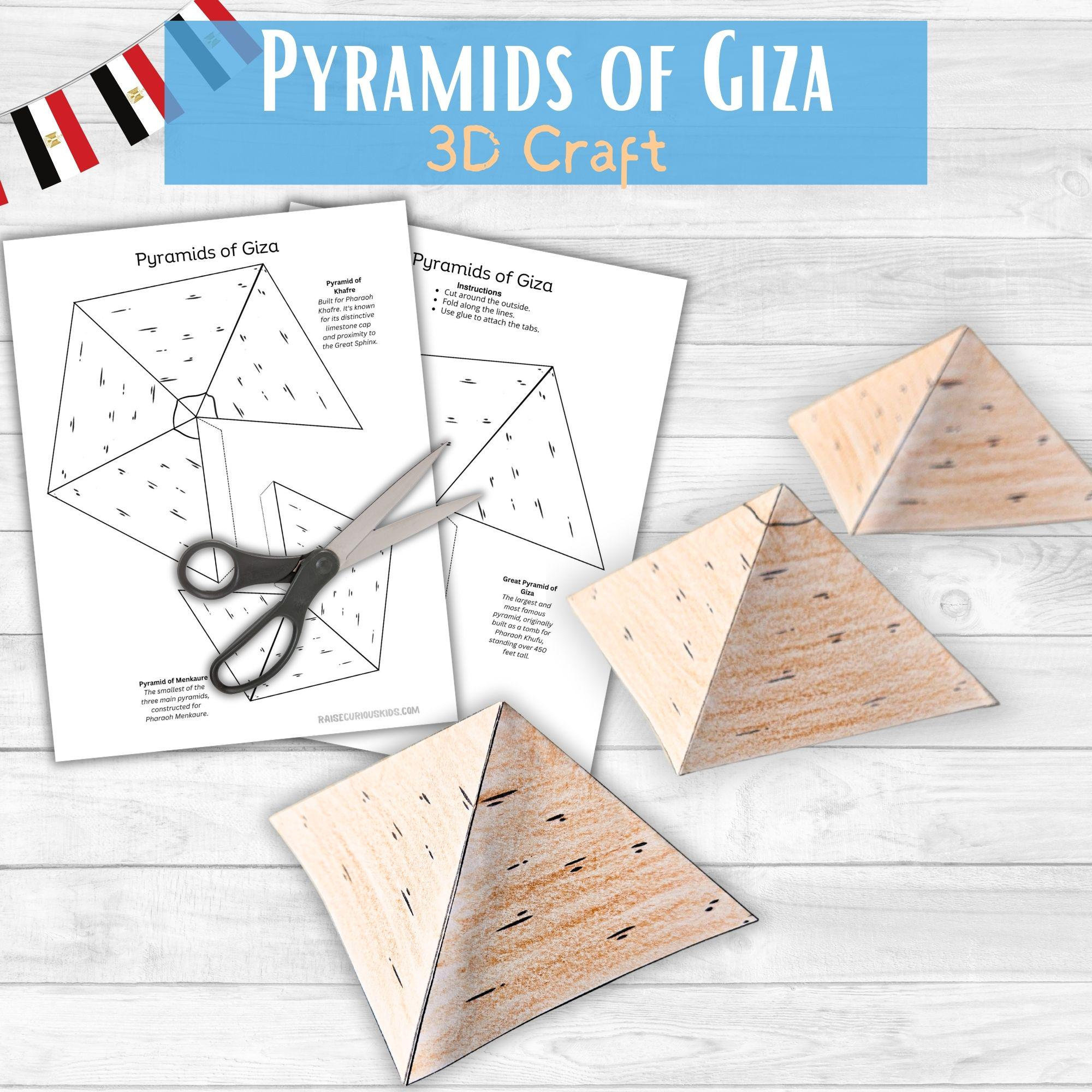 Buy Pyramids Of Giza 3D Craft- Egypt Craft For Kids- Around The pertaining to Printable Paper Pyramid Template