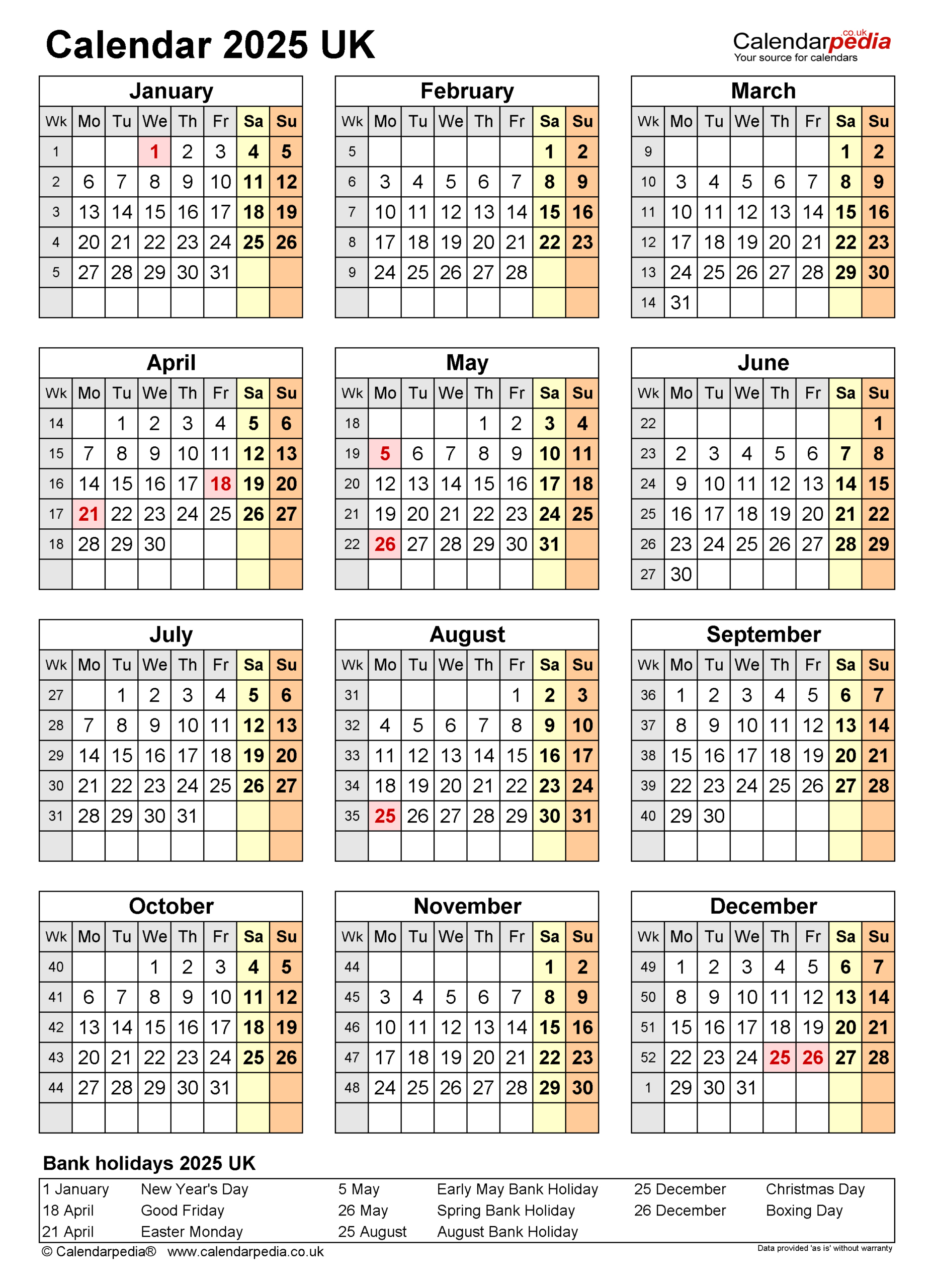 Calendar 2025 (Uk) - Free Printable Pdf Templates pertaining to Printable Paper Calendar 2025