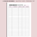 Checkbook Register Printable, Transaction Register, Planner With Printable Paper Net Check Register