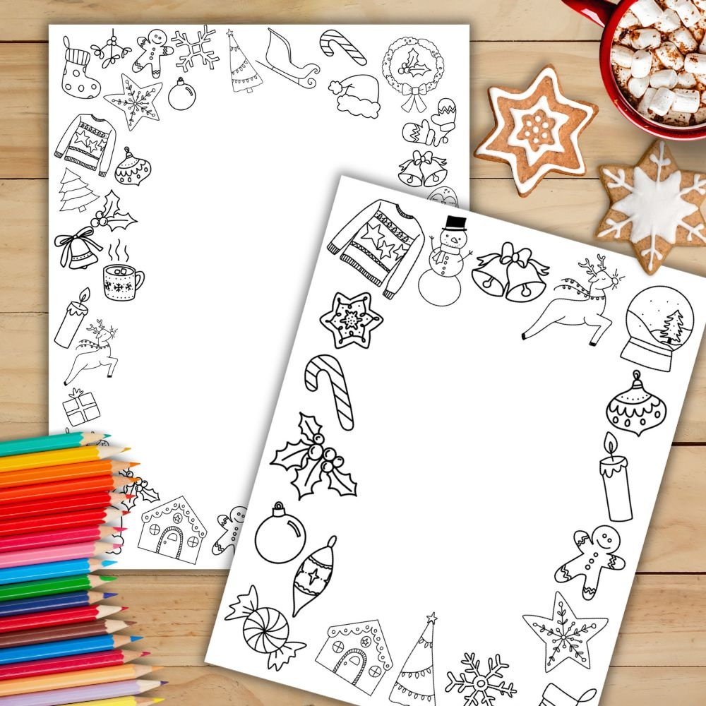 Christmas Border Paper Free Printable - Hand Lettered Printables inside Holiday Printable Paper