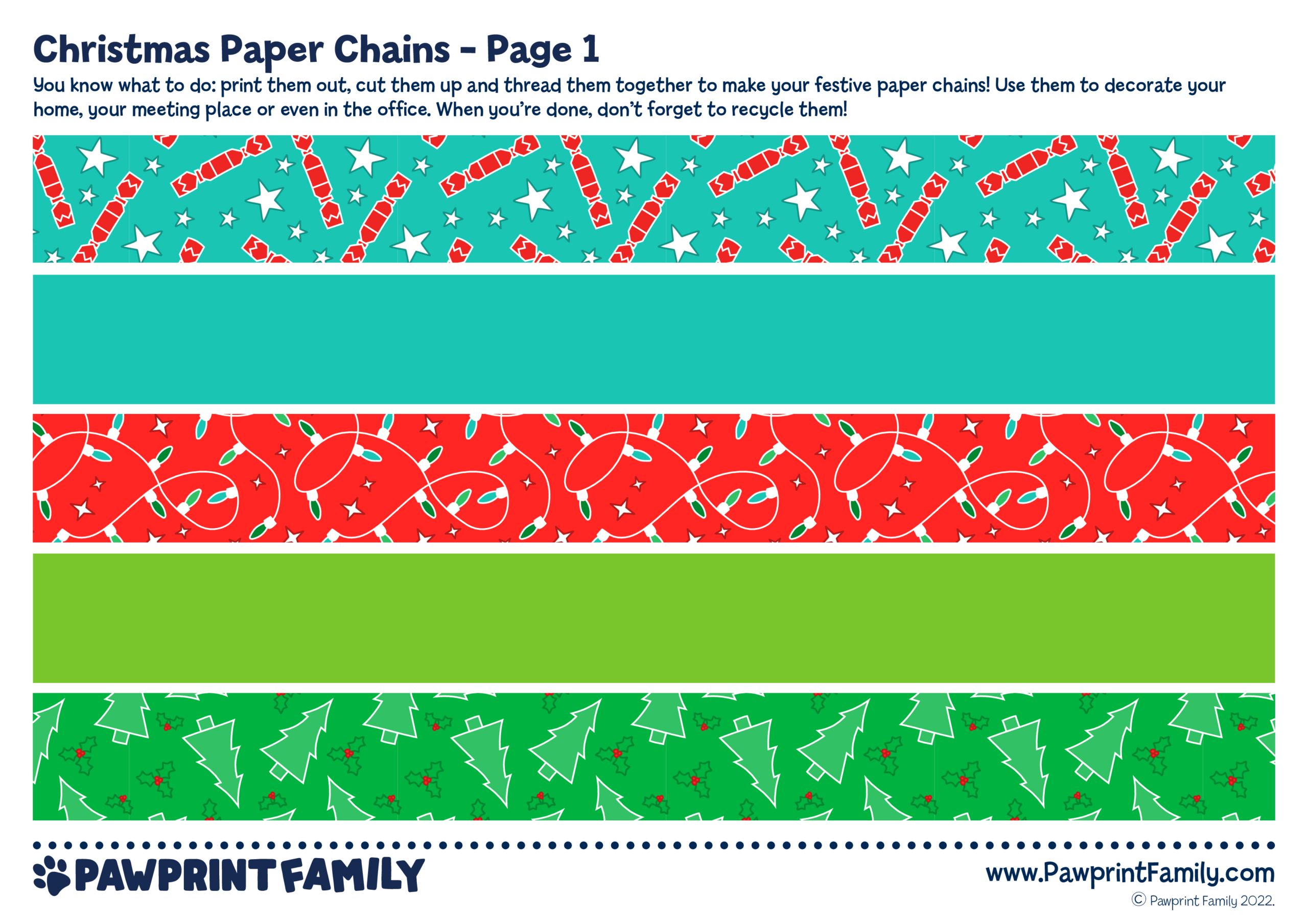 Christmas Paper Chains | Pawprint Family pertaining to Printable Paper Chains Christmas