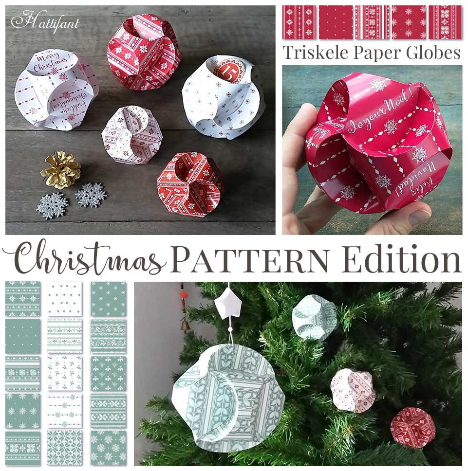 Christmas Pattern Edition - Triskele Paper Globes - Hattifant in Printable Paper Globe