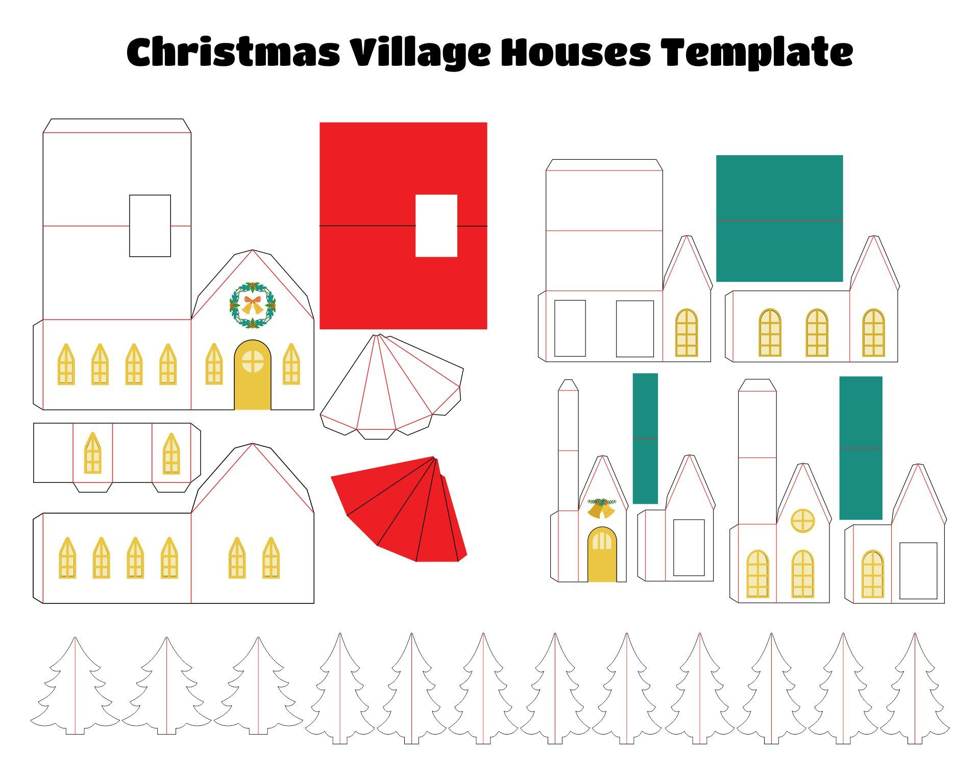 Christmas Village Houses - 11 Free Pdf Printables | Printablee intended for Printable Paper Village Template