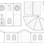 Church Paper Craft Sheet. Unpainted Cut Out Template For Children Within Free Printable Paper Church Template
