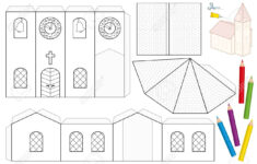 Church Paper Craft Sheet. Unpainted Cut-Out Template For Children within Free Printable Paper Church Template