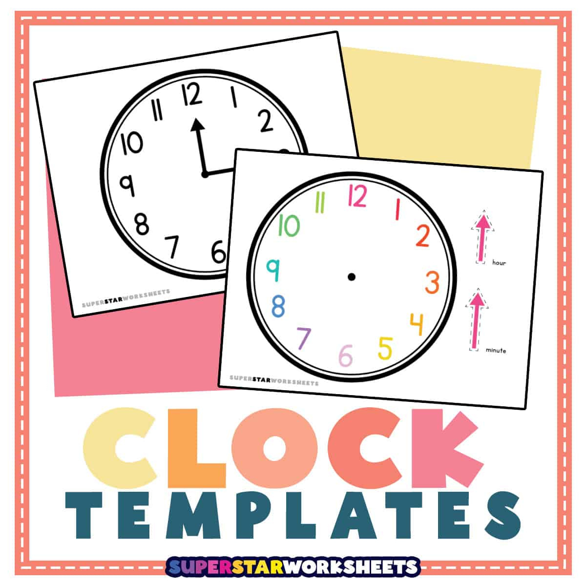 Clock Template (Free Printables) - Superstar Worksheets intended for Free Printable Paper Watch Template
