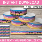 Coachella Party Printable Wristbands | Printable Party Decorations With Printable Paper Wristband Template Free