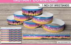 Coachella Party Printable Wristbands | Printable Party Decorations with Printable Paper Wristband Template Free