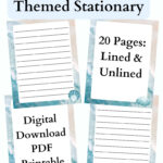 Coastal Beach Themed Stationary, 20 Pages Lined & Unlined With 10 For Beach Themed Printable Paper