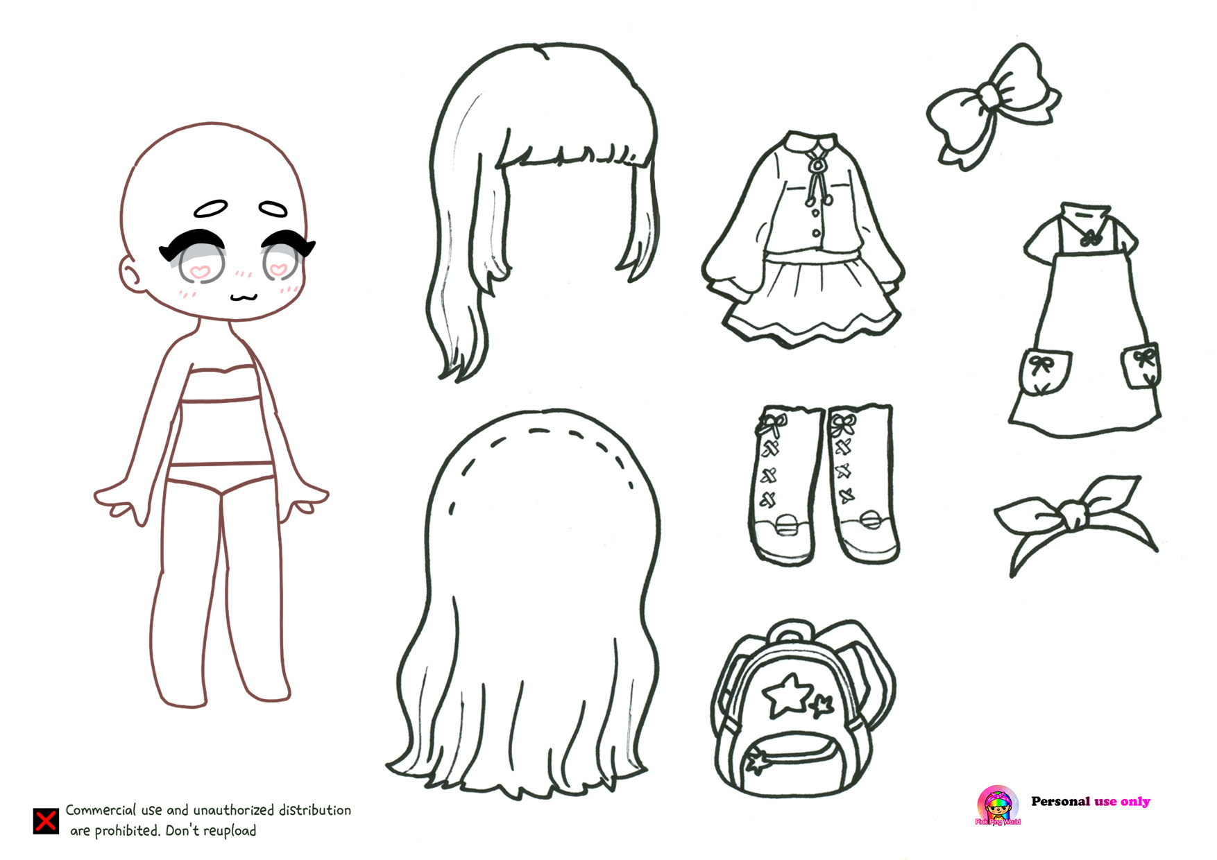 Coloring Pages )Gacha Doll/Get Ready For School - Click To View On with Printable Paper Doll Gacha Life