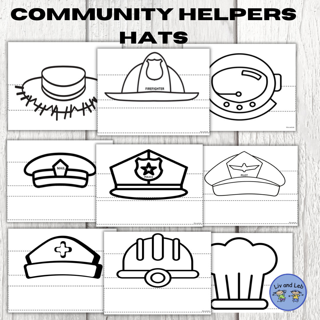 Community Helper Craft-Birthday Hats-Kids Paper Hats - Etsy within Community Helpers Printable Paper Hats