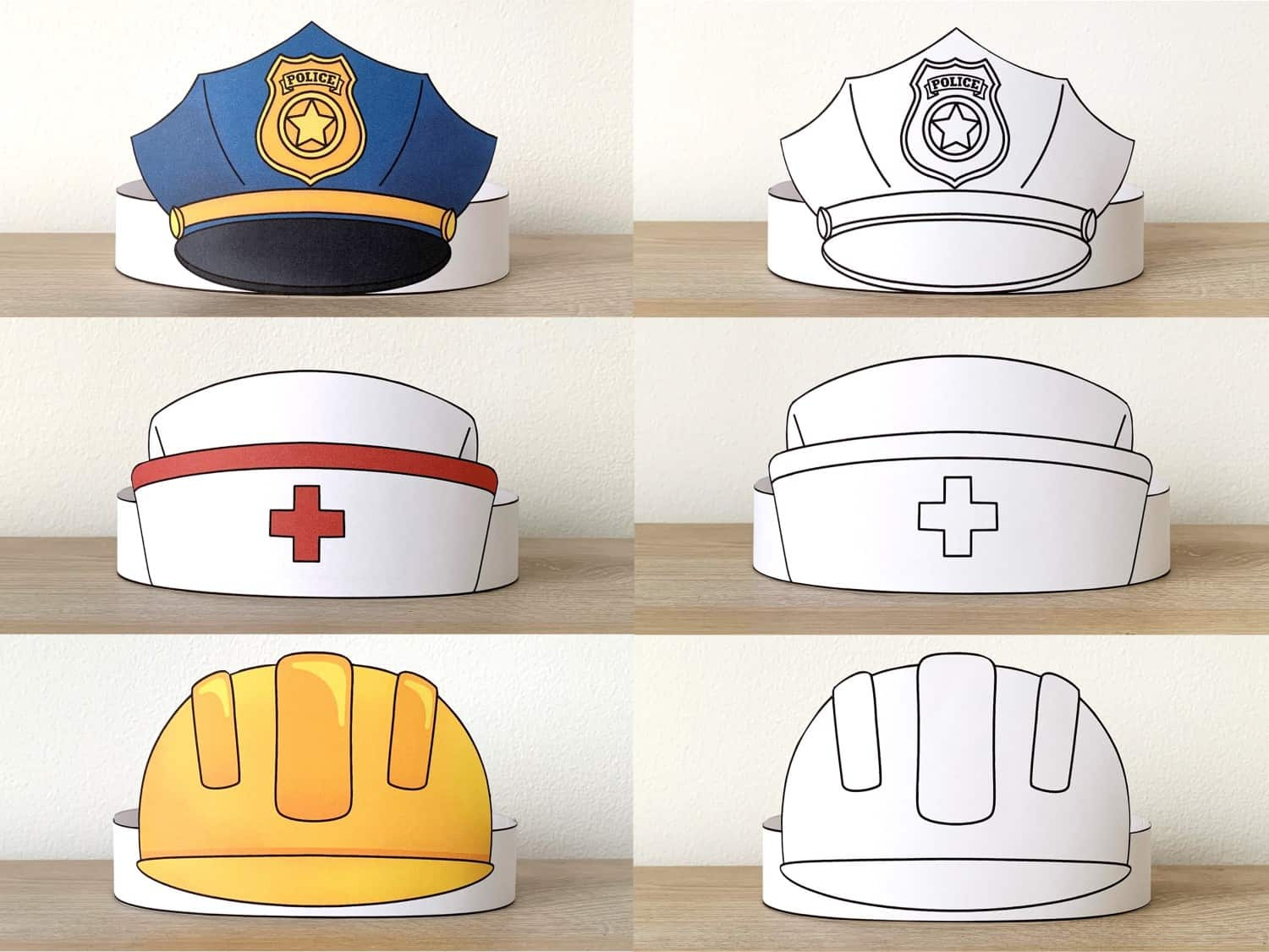 Community Helpers Crowns Coloring Printable - Kid Craft, Happy intended for Community Helpers Printable Paper Hats