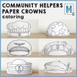 Community Helpers Paper Hats Career Day Printable Paper Coloring Within Community Helpers Printable Paper Hats