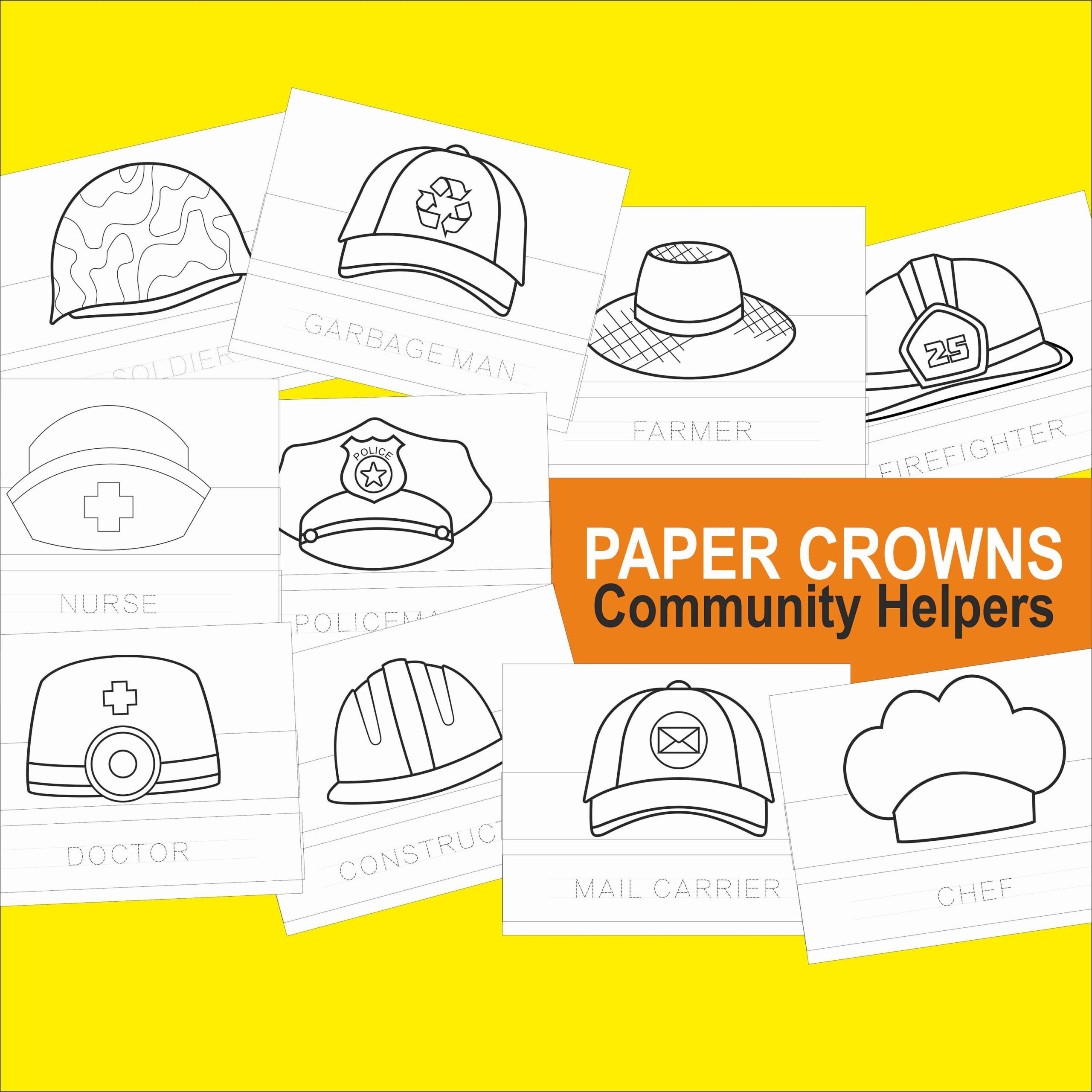 Community Helpers Printable Hats Community Helpers Paper Crowns pertaining to Community Helpers Printable Paper Hats