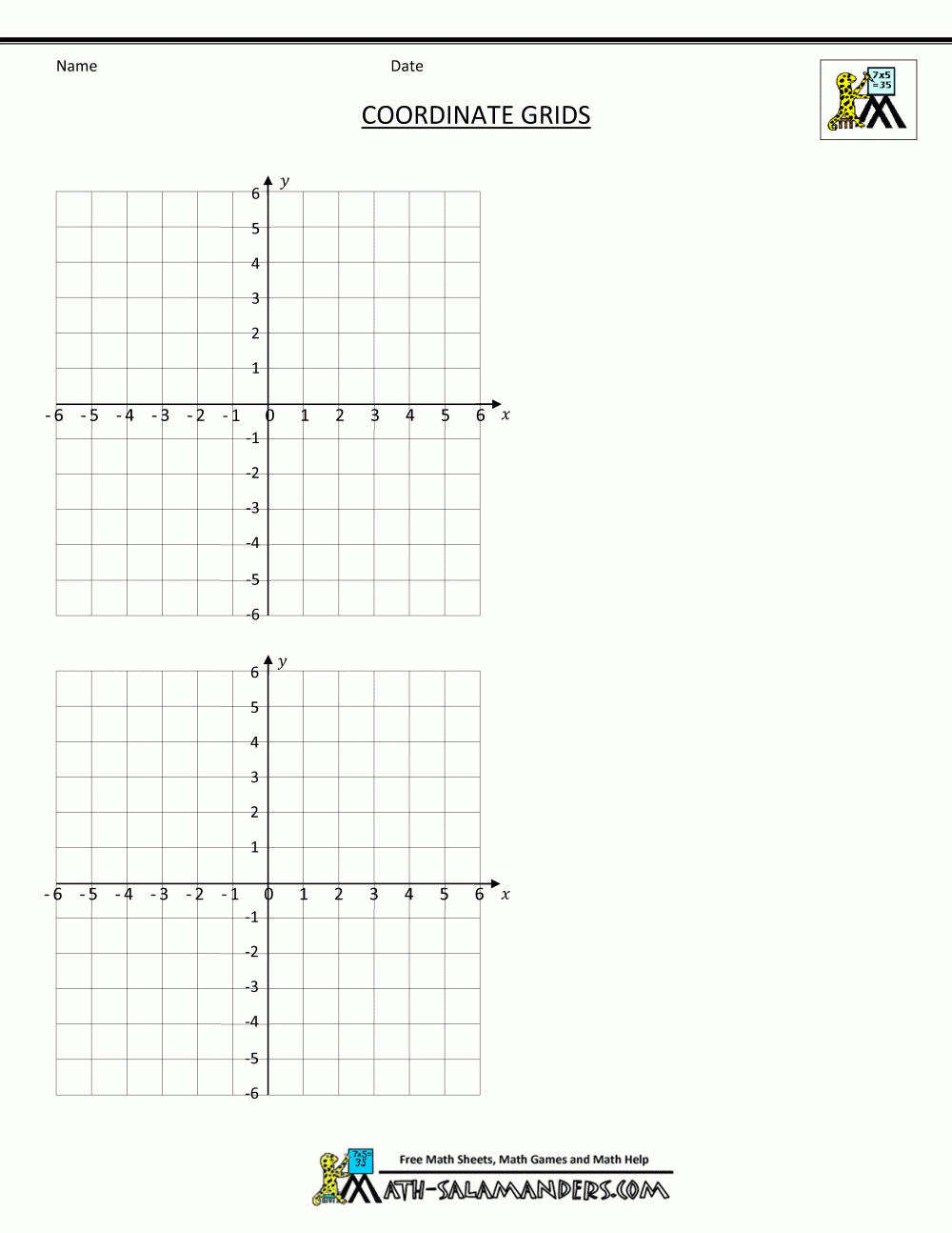 Coordinate Plane Grid in Coordinate Graph Paper Printable
