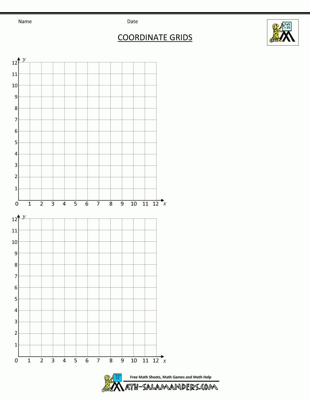 Coordinate Plane Grid inside Printable Quadrant 1 Graph Paper