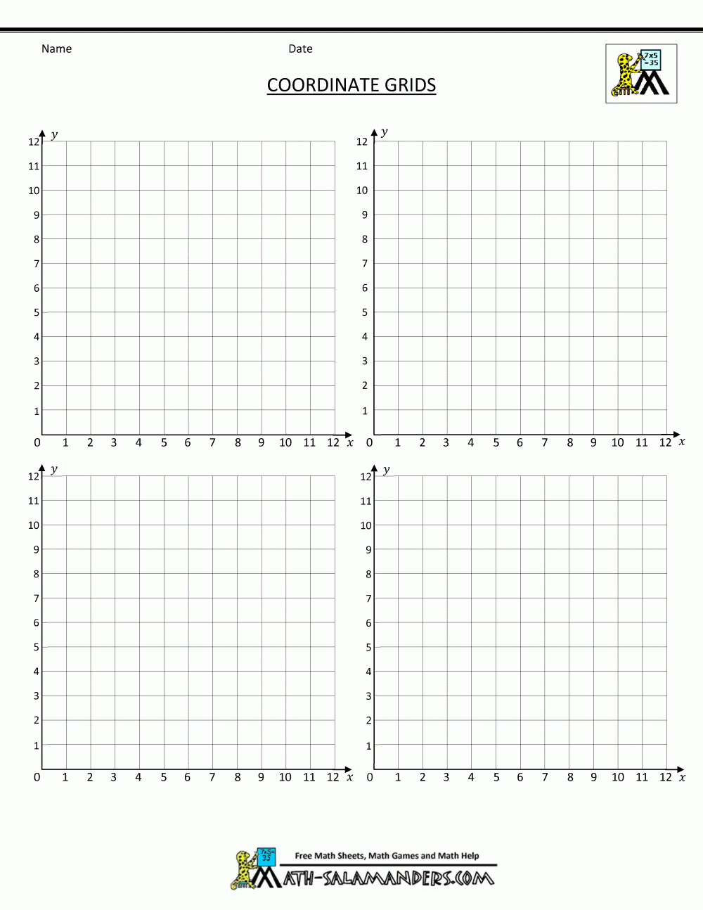 Coordinate Plane Grid with regard to First Quadrant Graph Paper Printable