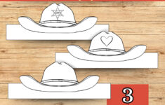 Cowboy Hat Paper Crown, Sheriff Hat, Cowgirl Hat, Coloring Craft for Printable Paper Cowboy Hat Template