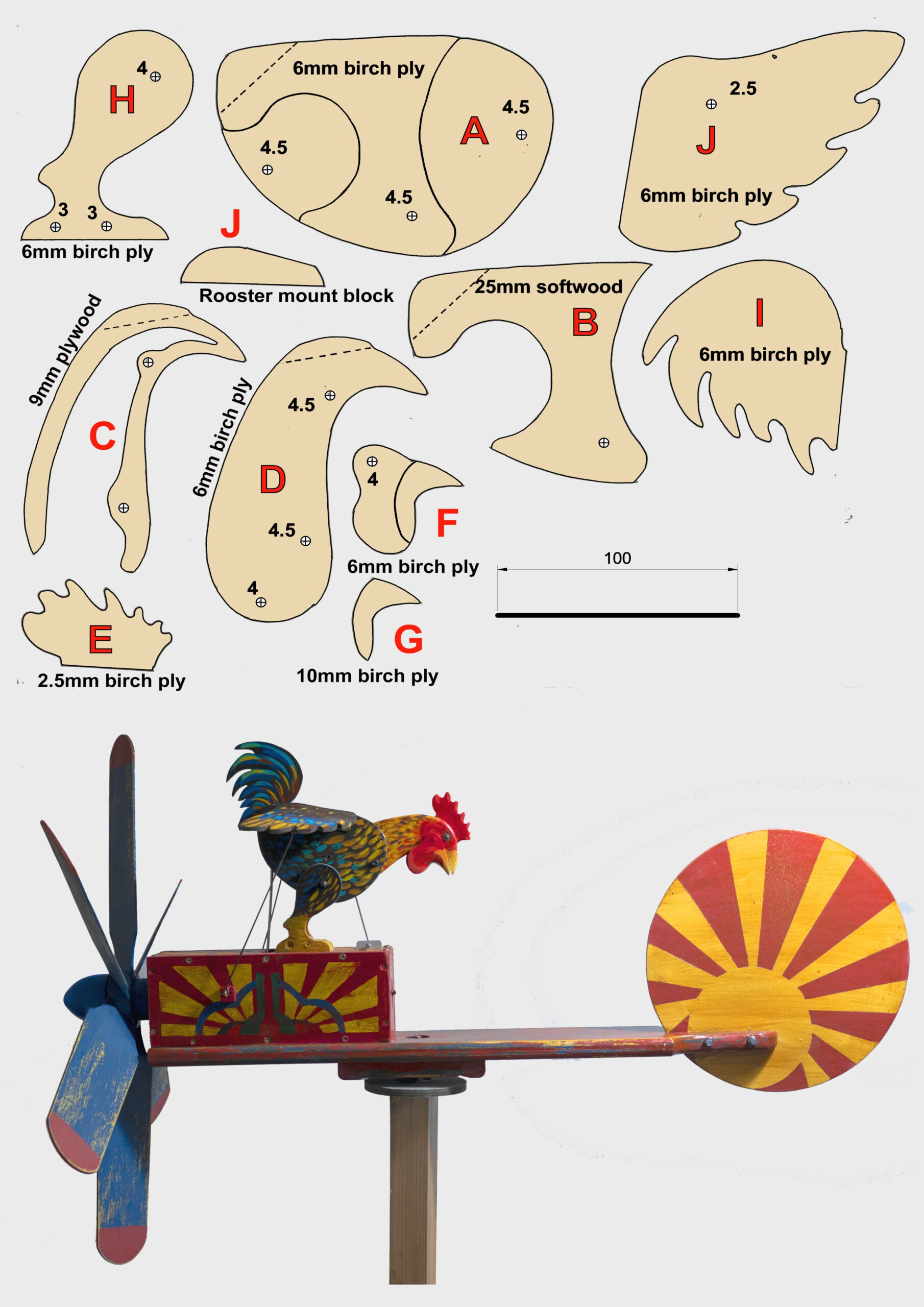 Crowing Rooster Whirligig Construction Video Part One for Free Printable Paper Whirligig Patterns