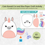 Cute Kawaii Character Cut And Glue Paper Craft Activity Sheet For Inside Cute Printable Paper Crafts