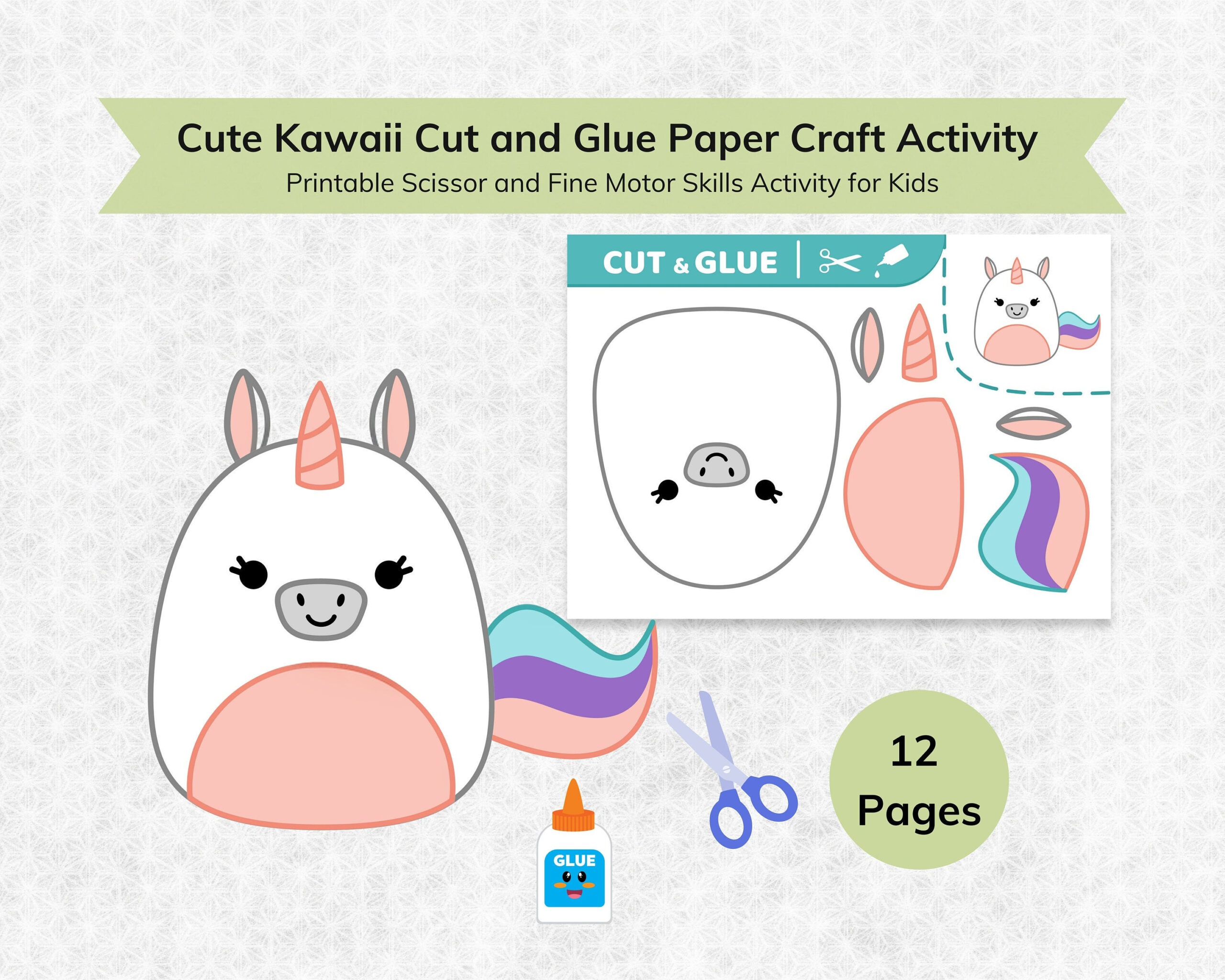 Cute Kawaii Character Cut And Glue Paper Craft Activity Sheet For inside Cute Printable Paper Crafts