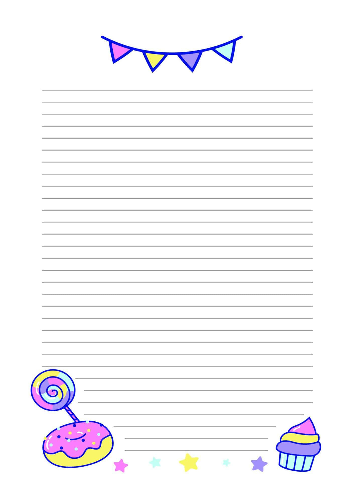Cute Lined Paper Printable (13 Free Designs) | The Pink Craft Box regarding Printable Paper With Lines For Kids