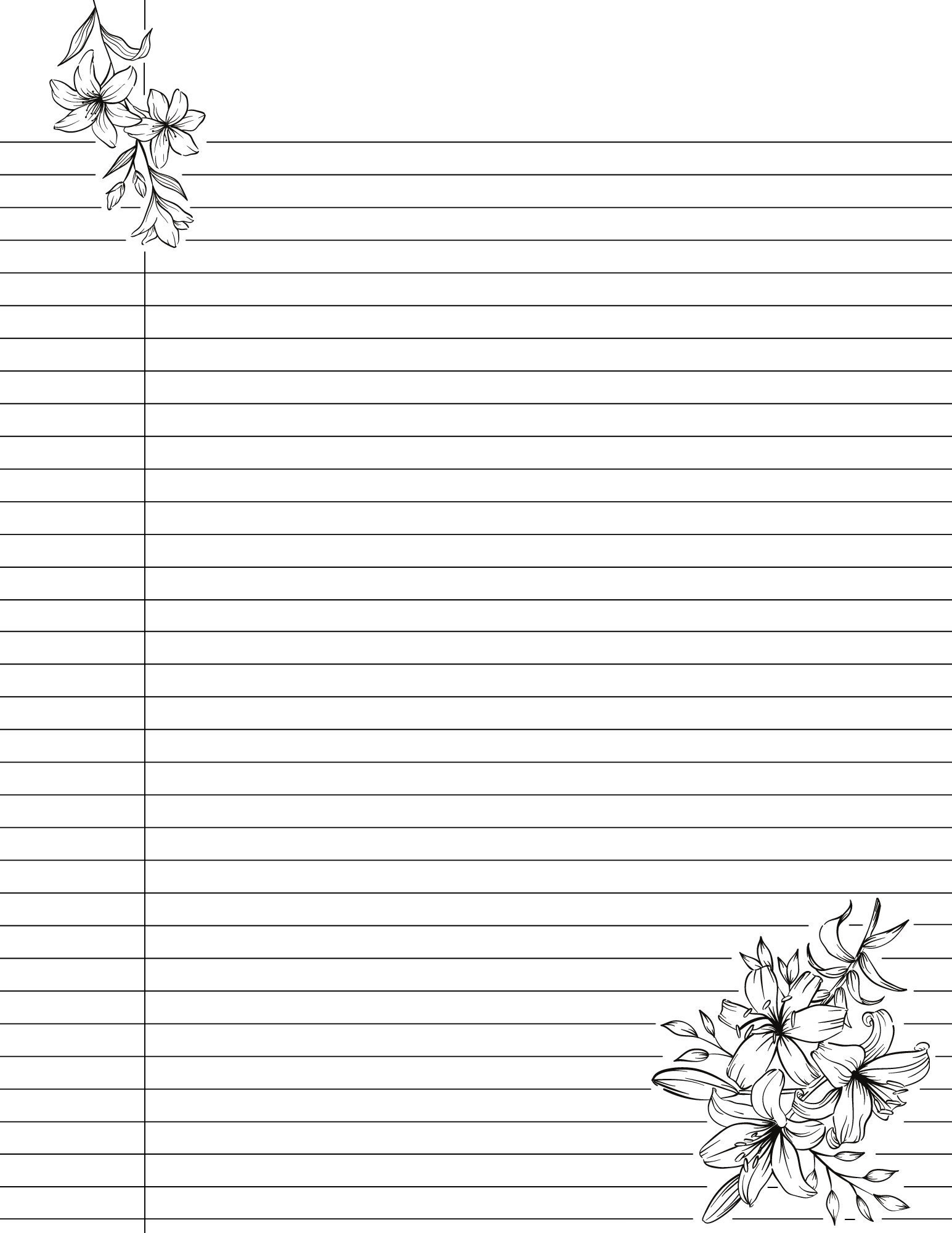 Cute Printable College Ruled Lined Notebook Paper With Margins pertaining to Notebook Printable Paper