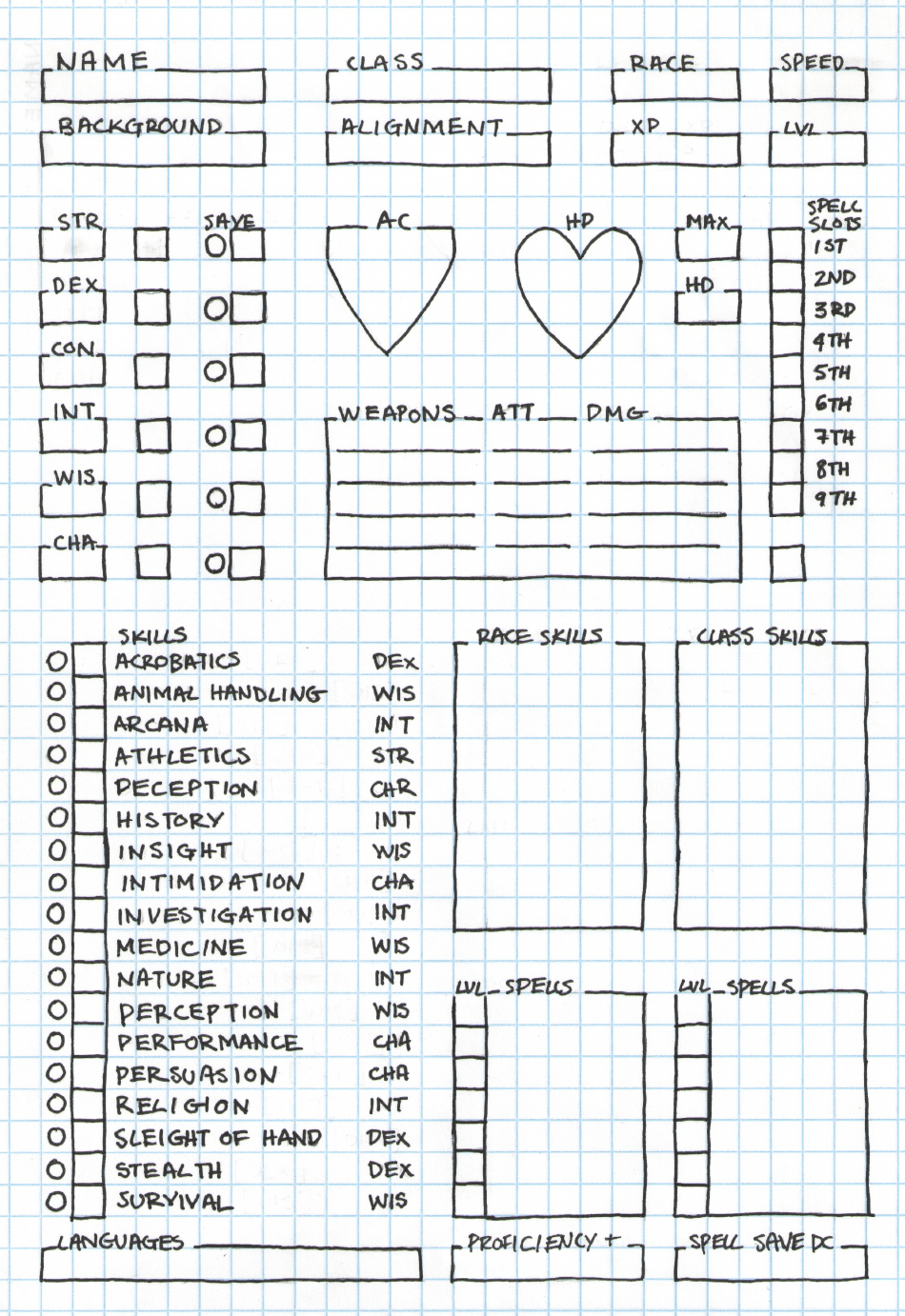 D&amp;amp;D Character Sheet - Graph Paper Download Printable Pdf inside Dnd Grid Paper Printable