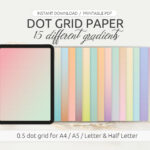 Digital Paper Pack   Dot Grid Paper, 15 Different Gradients, For In Digital Printable Paper