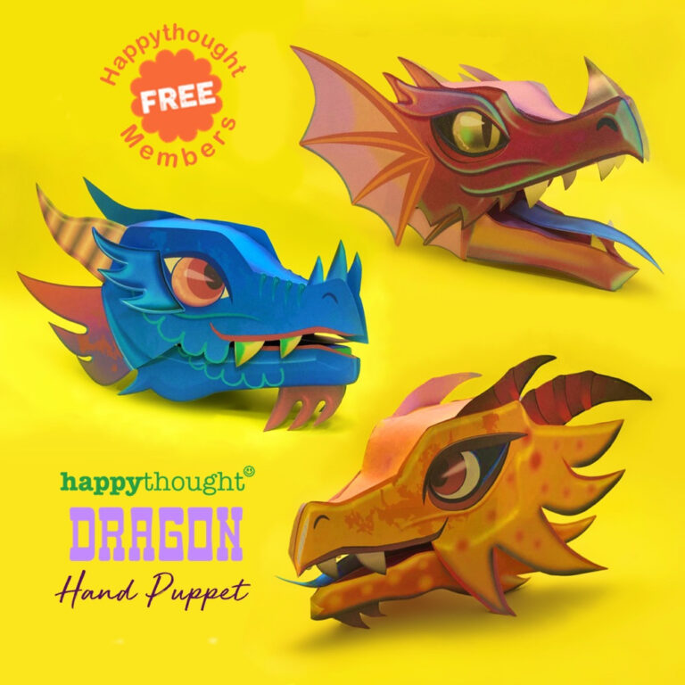 Printable Paper Dragon Puppet | Grid Paper Printable