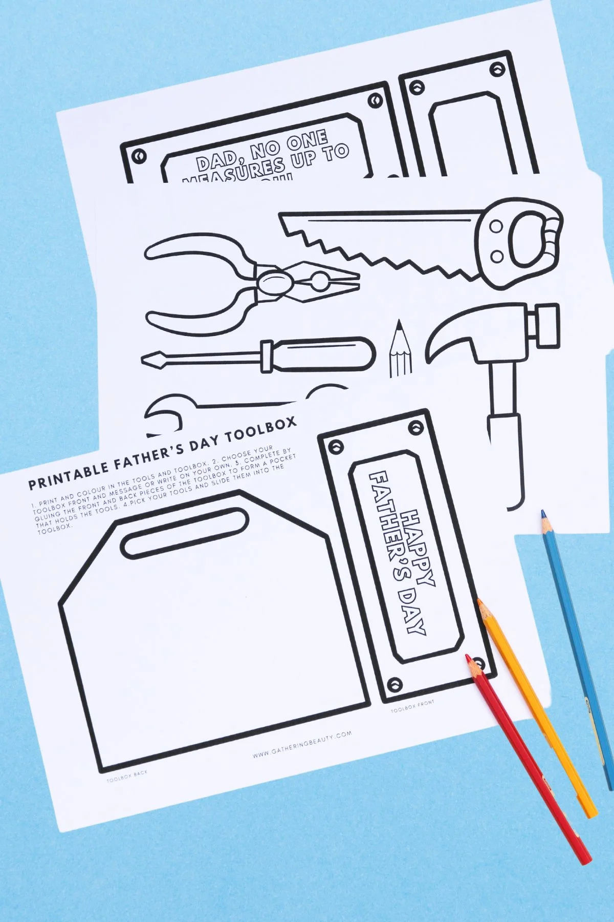 Diy Father&amp;#039;S Day Toolbox Craft — Gathering Beauty intended for Printable Paper Toolbox Template