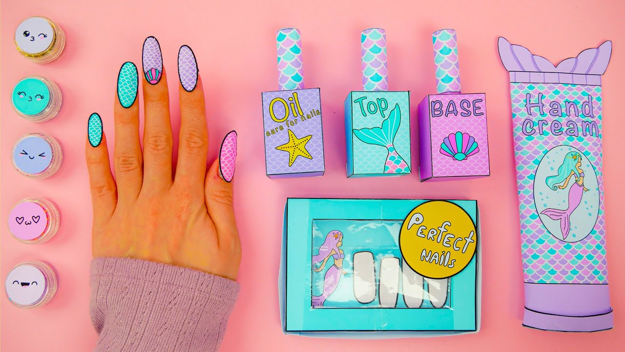 Diy Mermaid Paper Nails | Drawing And Playing for Printable Paper Nails