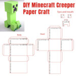 Diy Minecraft Creeper Paper Craft Template With Minecraft Printable Paper