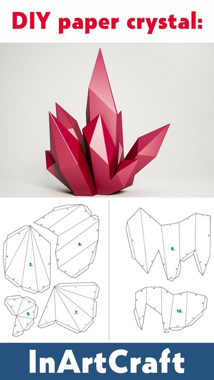Diy Paper Craft Crystal, 3D Papercraft Model, Pdf Template, Low with Printable Paper Gem Template