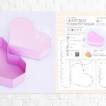 Diy Paper Heart Box, Papercraft Template Pdf Inside Printable Paper Craft Box